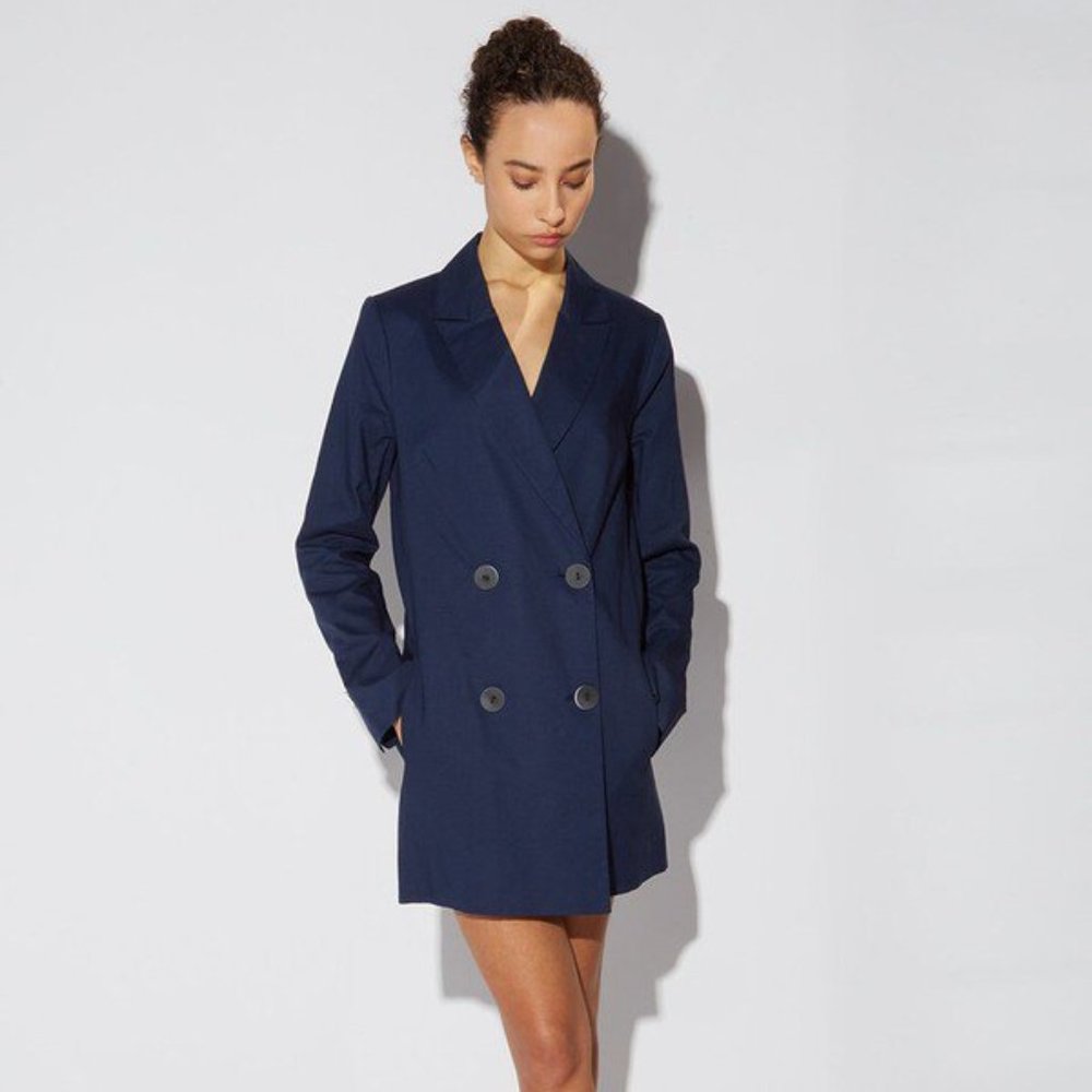 Misha Nonoo Navy Linen Florence Blazer Dress size 12 NWT